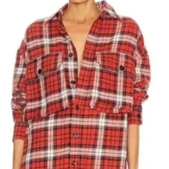 R13 JAPANESE FLANNEL DROP SHOULDER SHORT SLEEVE PLAID SHIRT TOP FLANNEL UNISEX - Picture 12 of 12